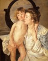 Madre e hijo El espejo ovalado madres hijos Mary Cassatt